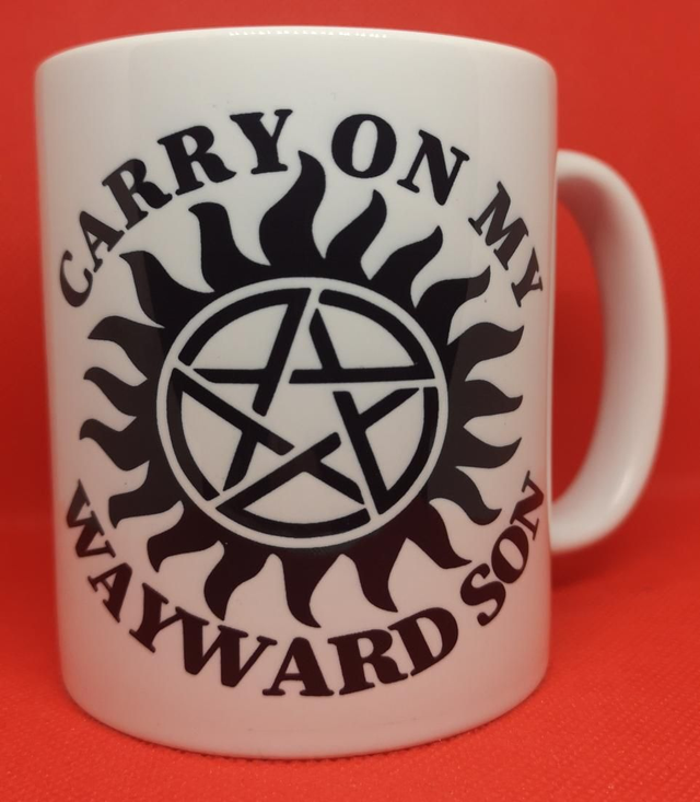 Custom Unofficial Printed Supernatural "Carry On My Wayward Son" Logo 11oz Boxed Mug 