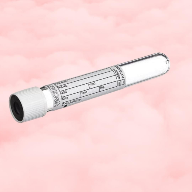 VACUETTE® TUBE 9 ml - No Additive, White Cap, Black Ring, Non-ridged - 16 x 100mm - Pack Of 50