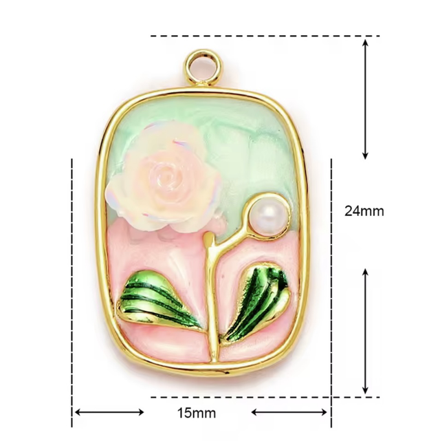 Charm cammeo rosa verde e rosa 