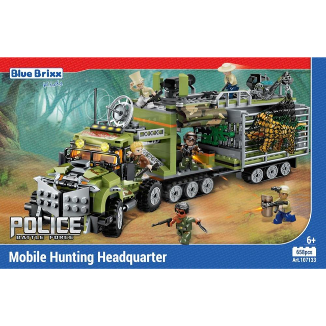 BlueBrixx-Kids 107133 Waldpolizei: Mobiler Jäger-HQ-Truck