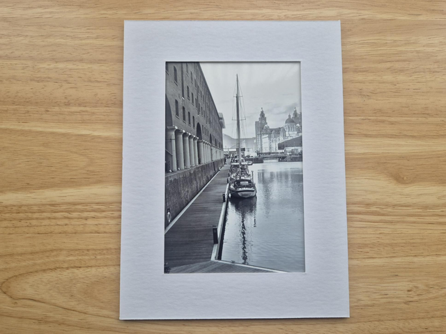 Royal Albert Dock Black and White Photography Print (Mounted, 6x8" to fit 6x4") 