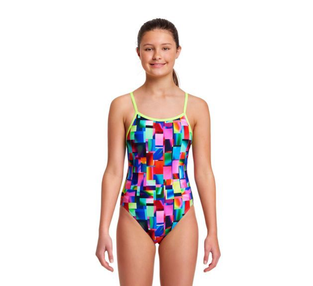 GIRL&#039;S FUNKITA PATCH PANEL SINGLE STRAP ONE PIECE