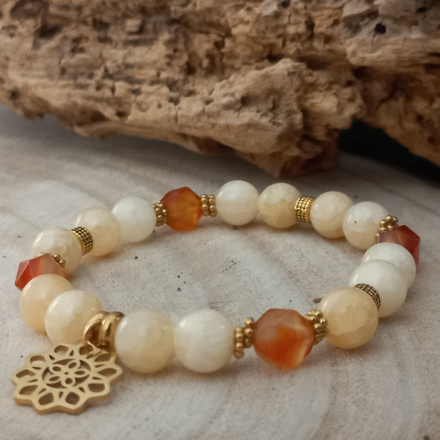 Bracelet Calcite jaune et Cornaline