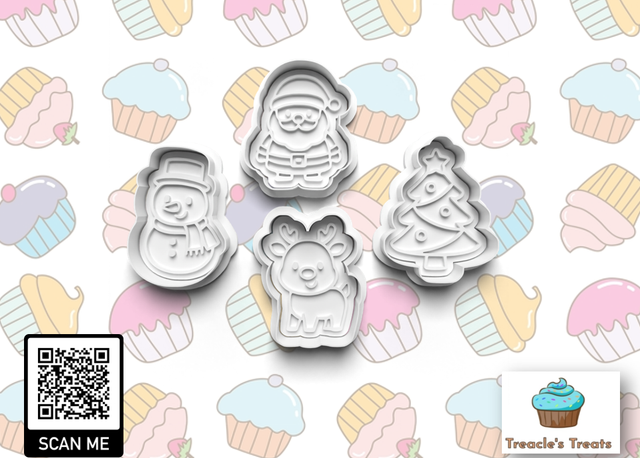 Christmas Theme Fondant/cookie stamps with cutters (0977)