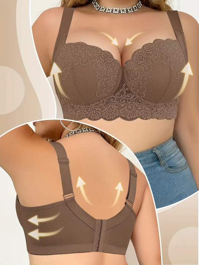 2pcs Elegant Contrast Lace Bra Set for Women