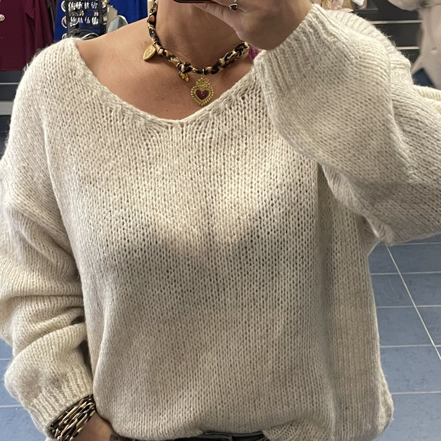 Pull col V en maille