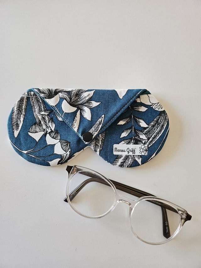 Étui à lunettes en tissu fait main - motif bleu canard
