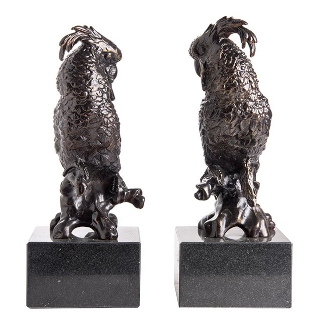 Paire de Perroquets  en Bronze Patinée