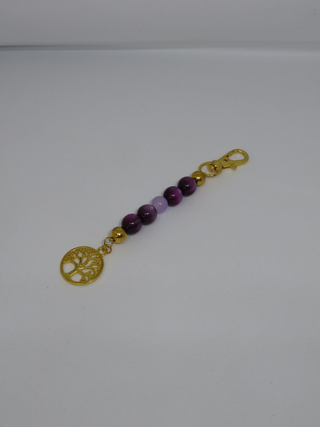 Porte clés violet et arbre de vie