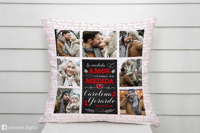 Cuscino collage da 7 foto più frasi dimensioni 40x40 