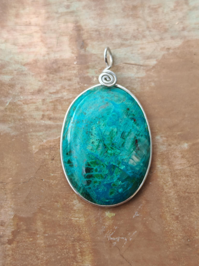 Pendentif Malachite Chrysocolle - Argent 925