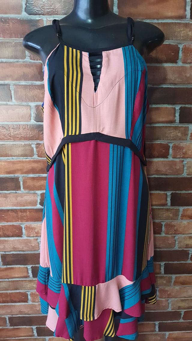 Vestido Estampado Listrado, T/Gg