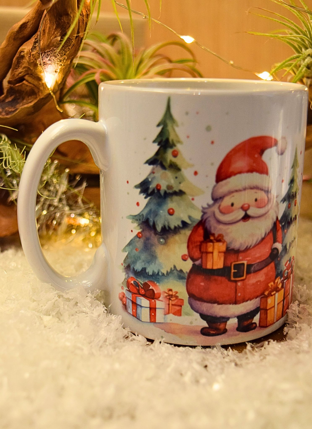 Santa &amp; Reindeer Christmas Mug – Festive Coffee &amp; Tea Cup Gift