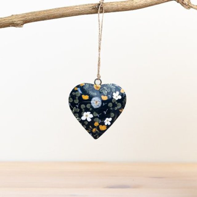 Blue Patterned Heart Decoration