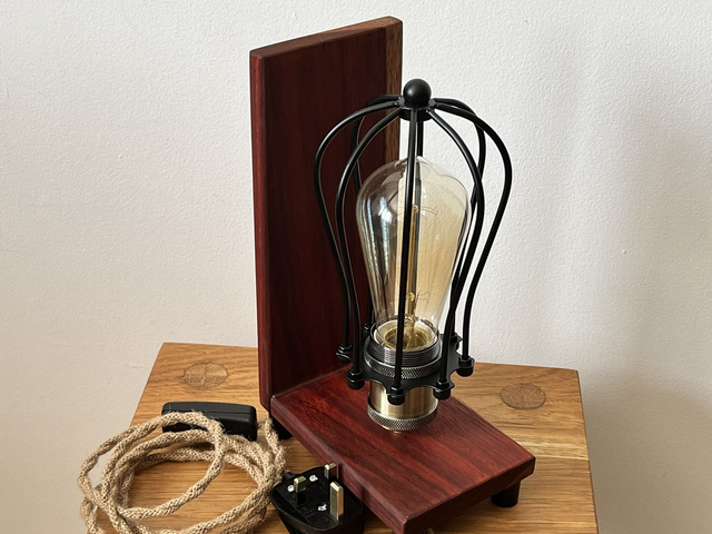 Handcrafted lamp from very valuable exotic wood. 