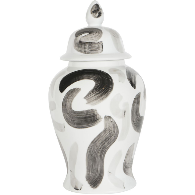 Monochrome Brush Swirl Small Ginger Jar