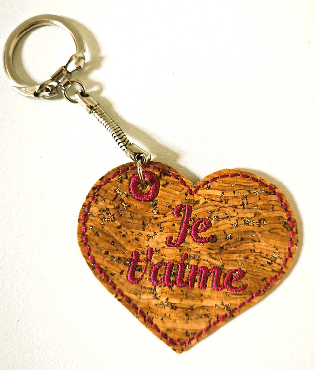Porte clé brodé "Je t'aime" 
