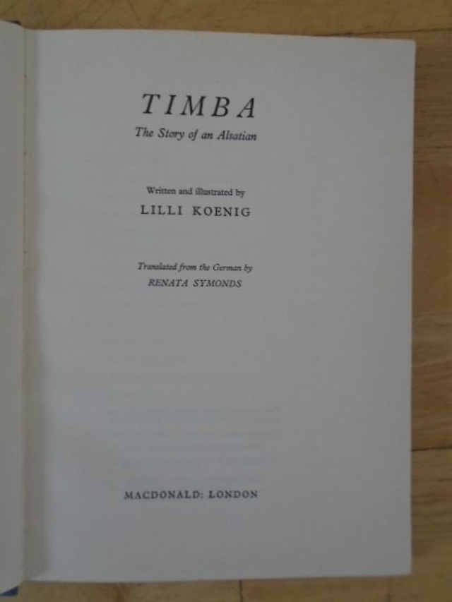 Timba - The Story of an Alsation by Lilli Koenig