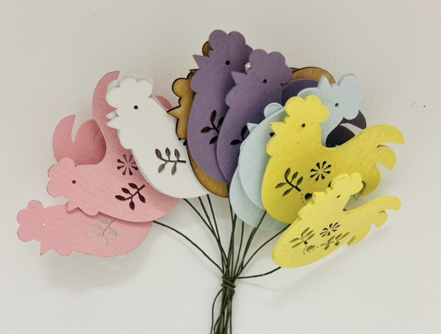 Wooden Chicken picks x12