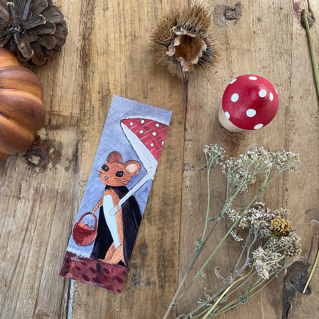 Souris sous la pluie - marque-page