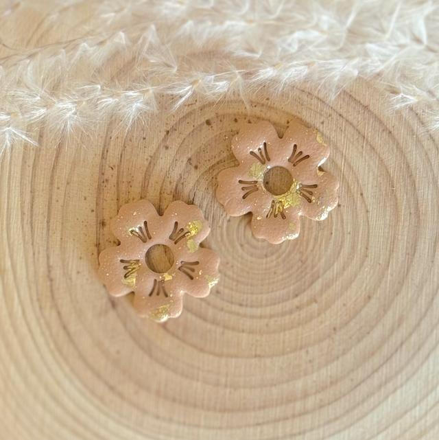 Pampilles grosses fleurs (rose & or)