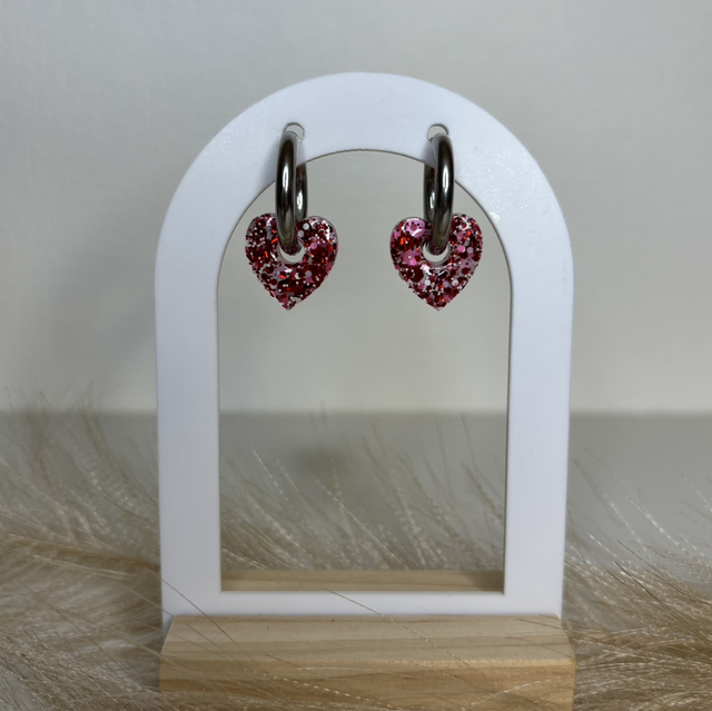 Pampilles cœur rose et rouge