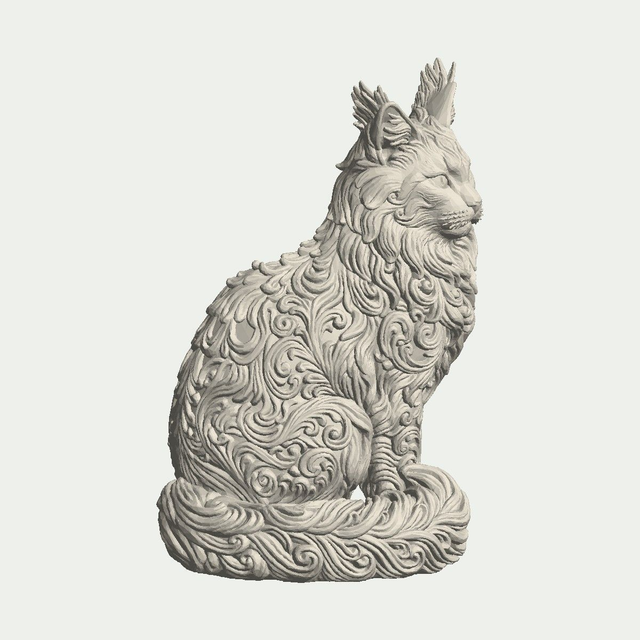Sitting Maine Coon Cat Statue