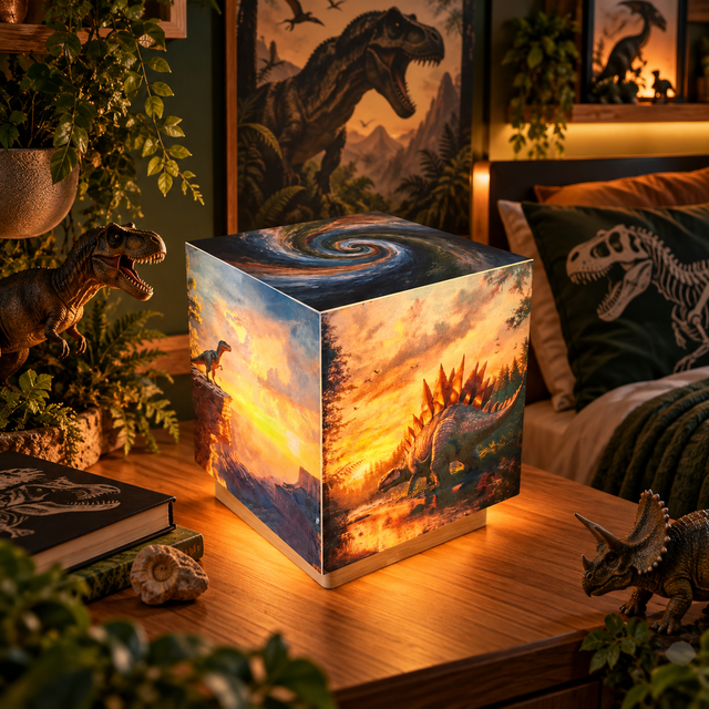Lampe d'ambiance en cire 12x12cm- "Dinosaures 2"