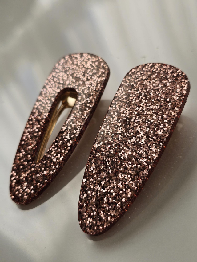 DUO BARRETTES VIEUX ROSE PAILLETTE