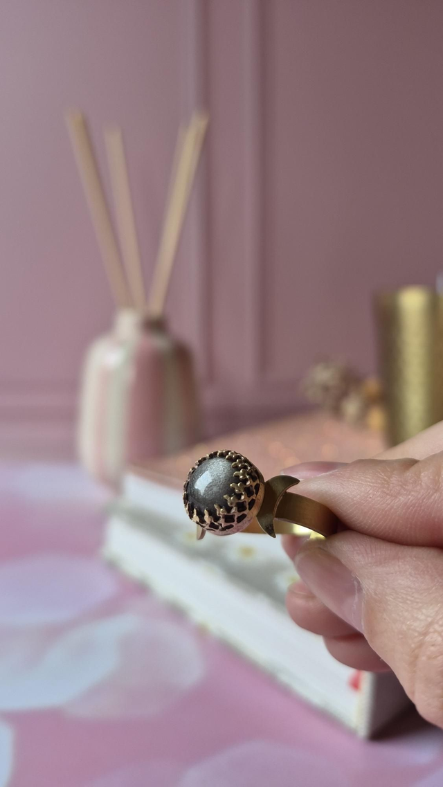 Bague obsidienne argentée 