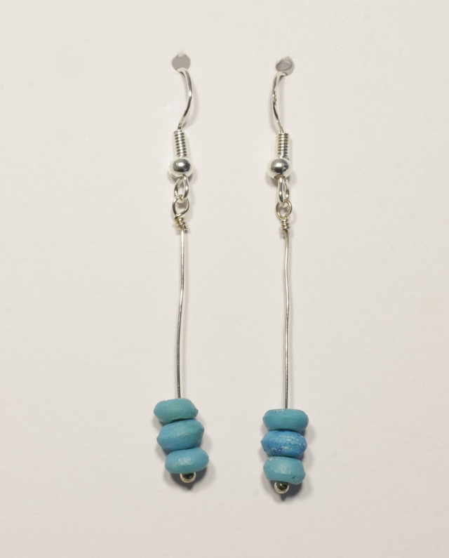 Blue Bead Drop Earring 