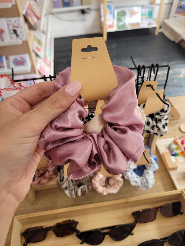 Satin scrunchie duo - Dusty Purple and champagne - HE-070