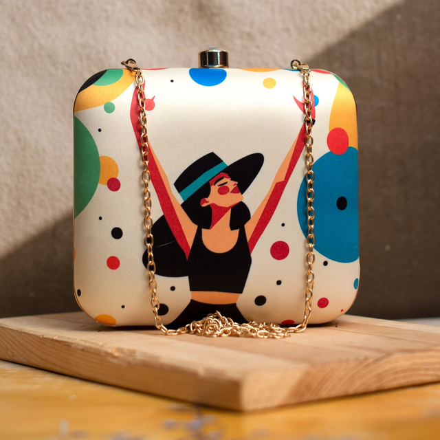 Woman Portrait Printed Clutch Bag