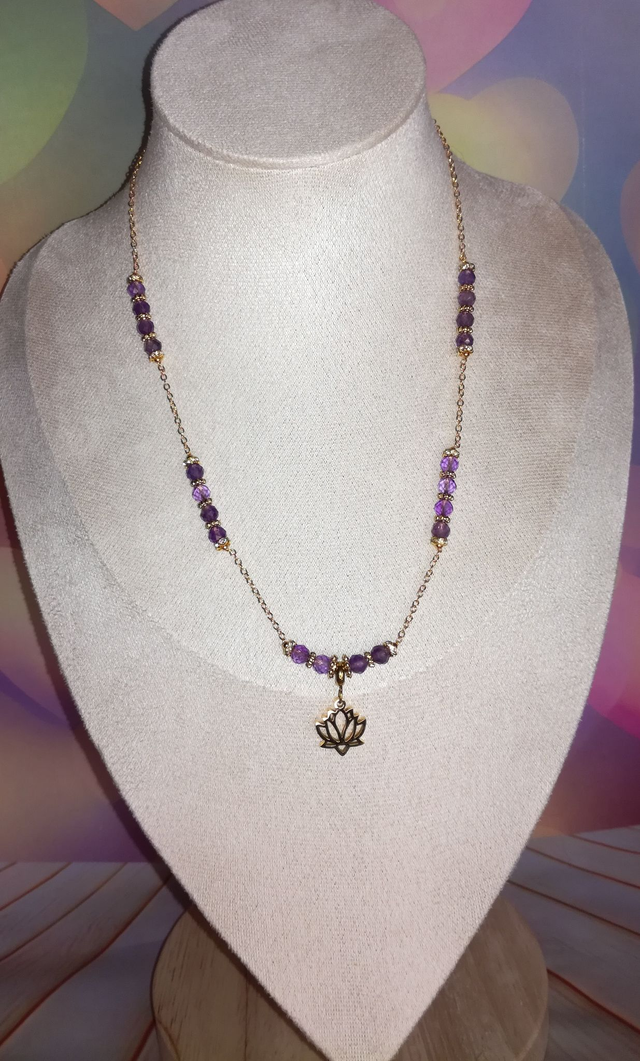 Collier améthyste fleur de lotus