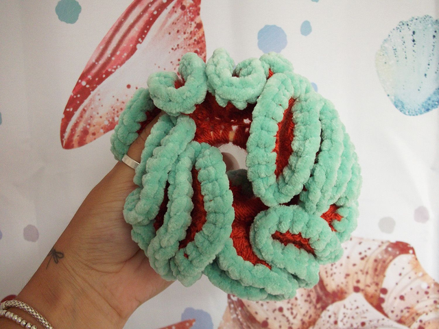 Rusty Orange and Mint Green Scrunchie