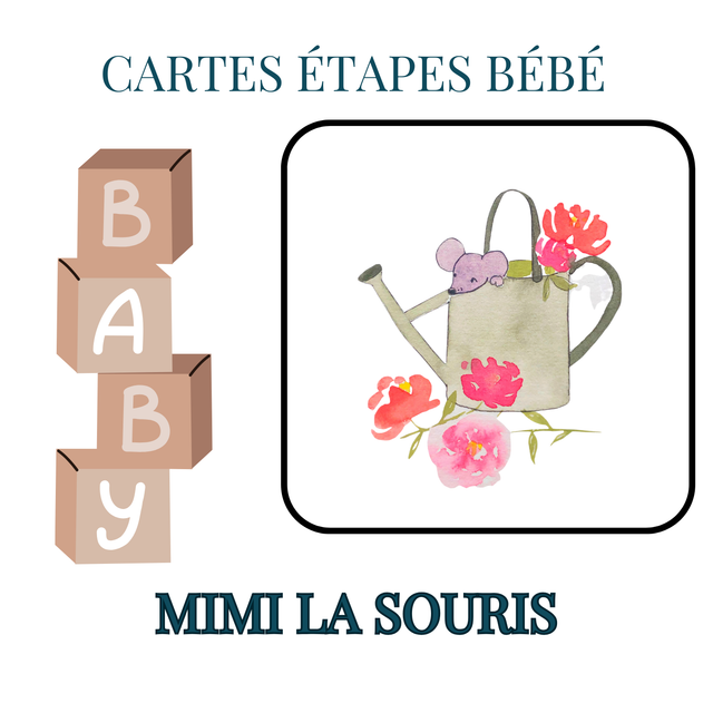 Cartes étapes bébé - Mimi la souris 