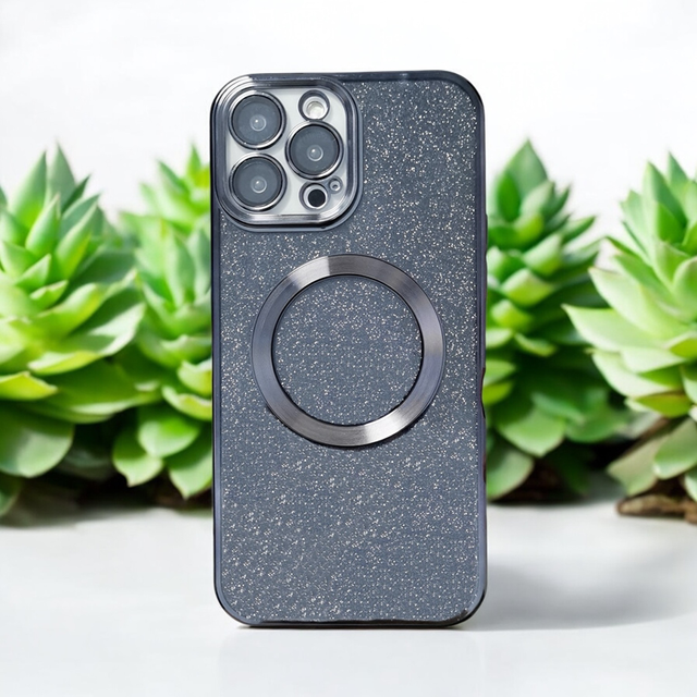 Coque personnalisée - Effet pailletée Black IPhone 