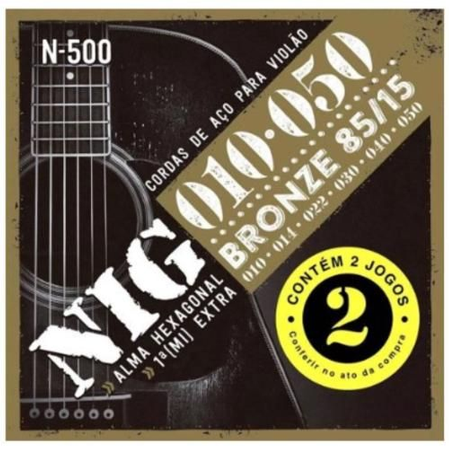 Enc Violão Aço 010 com 2 jogos N500 Nig Cód 1000