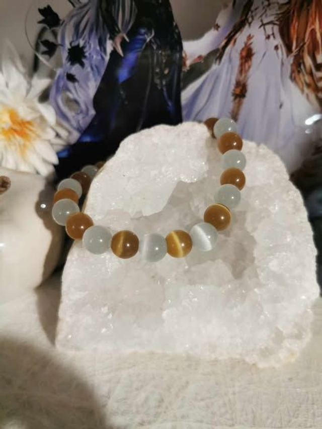 Bracelet Œil de Chat Pêche Collection Colors