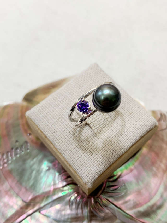 Maeva - Bague en argent 925 et véritable Perle de culture de Tahiti