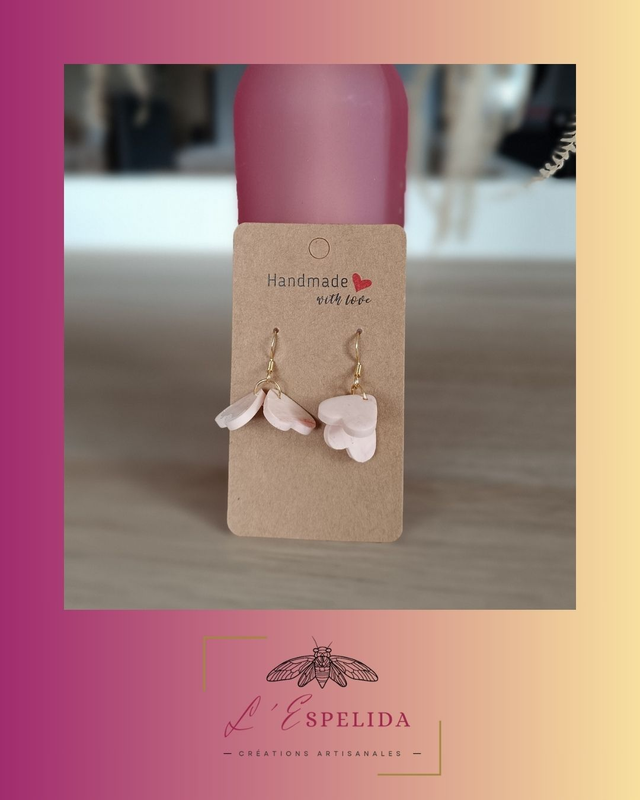 Mini brochette de coeurs roses pâles