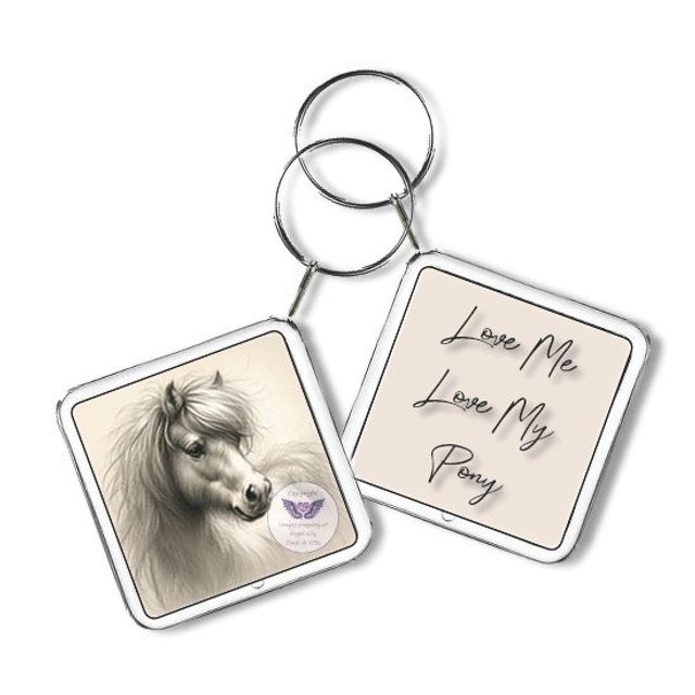 Artistic pony print Square Keyring (H09)