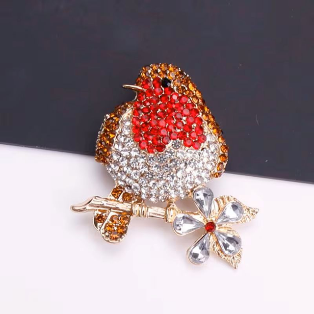 Robin Rhinestone Christmas Brooch - £3.50 each