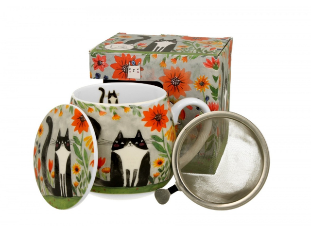 Taza laka, porcelana 0,40 l. filtro y tapa, en caja de regalo. *479