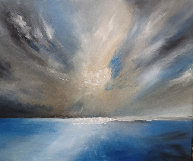 Au large - huile sur toile coton, 46*38 cm