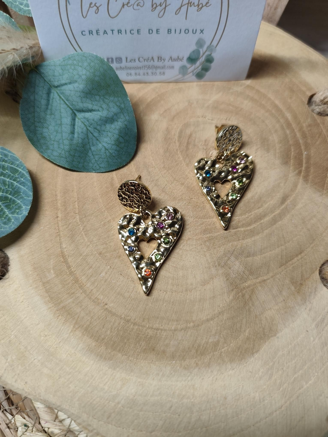 BO CHIC COEUR GOLD/ STRASS MULTI/ ACIER INOXY 0000692