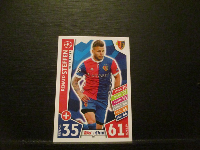 Renato Steffen - UEFA Champions League Match Attax 2017/18 Original Trading Card #319