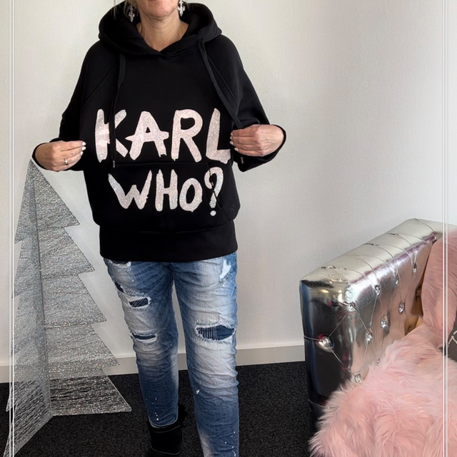 Kapuzen-Sweatshirt „Karl Who?“ schwarz