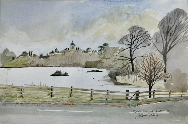 Castle Howard, across the Great Lake, half imp. Watercolour, incl p+p