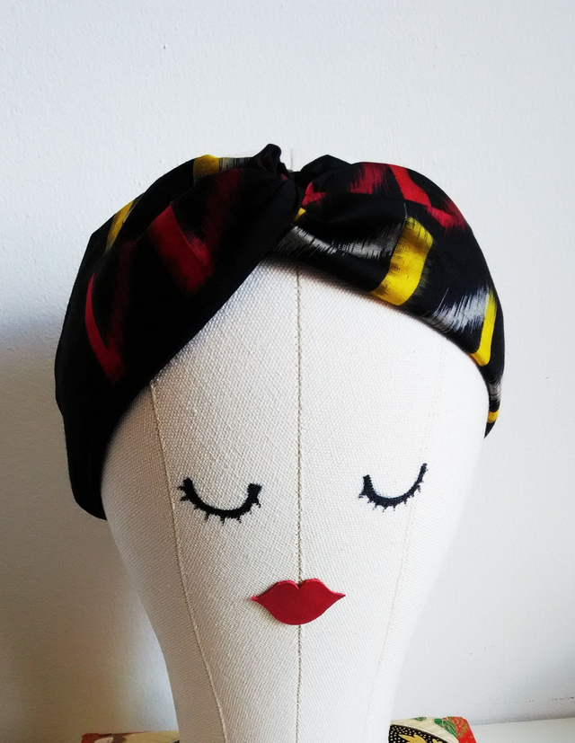 Japanese Silk Fabric Headband, Black Headband, Hair accessary, Gift for her, Hair band, Vintage Silk Fabric Accessory